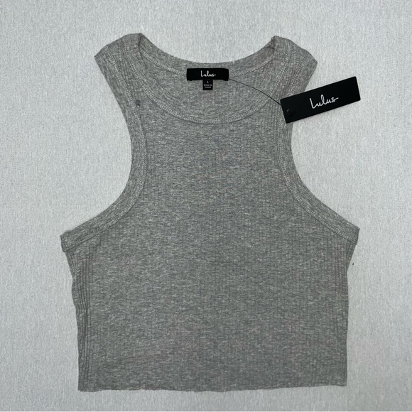Lulus Grey Ribbed Crop Tank Top - Picture 9 of 10